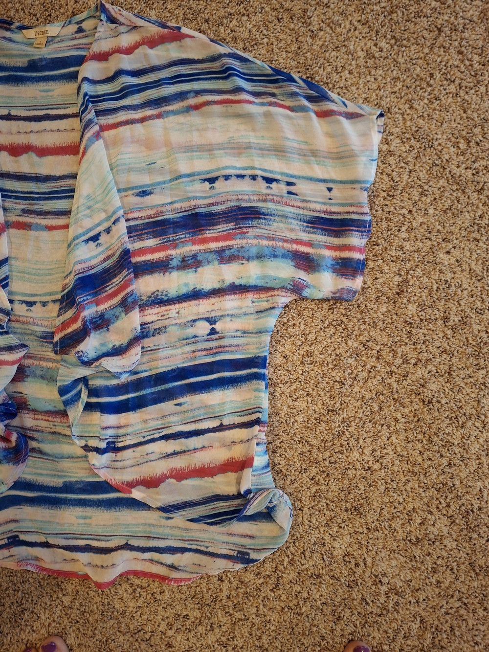 Decree Multi-Color Striped Open-Front Tunic - Picture 3 of 5